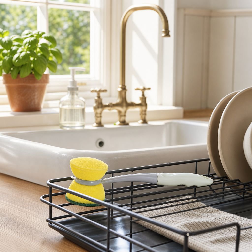 Versatile kitchen cleaning tool displayed on countertop