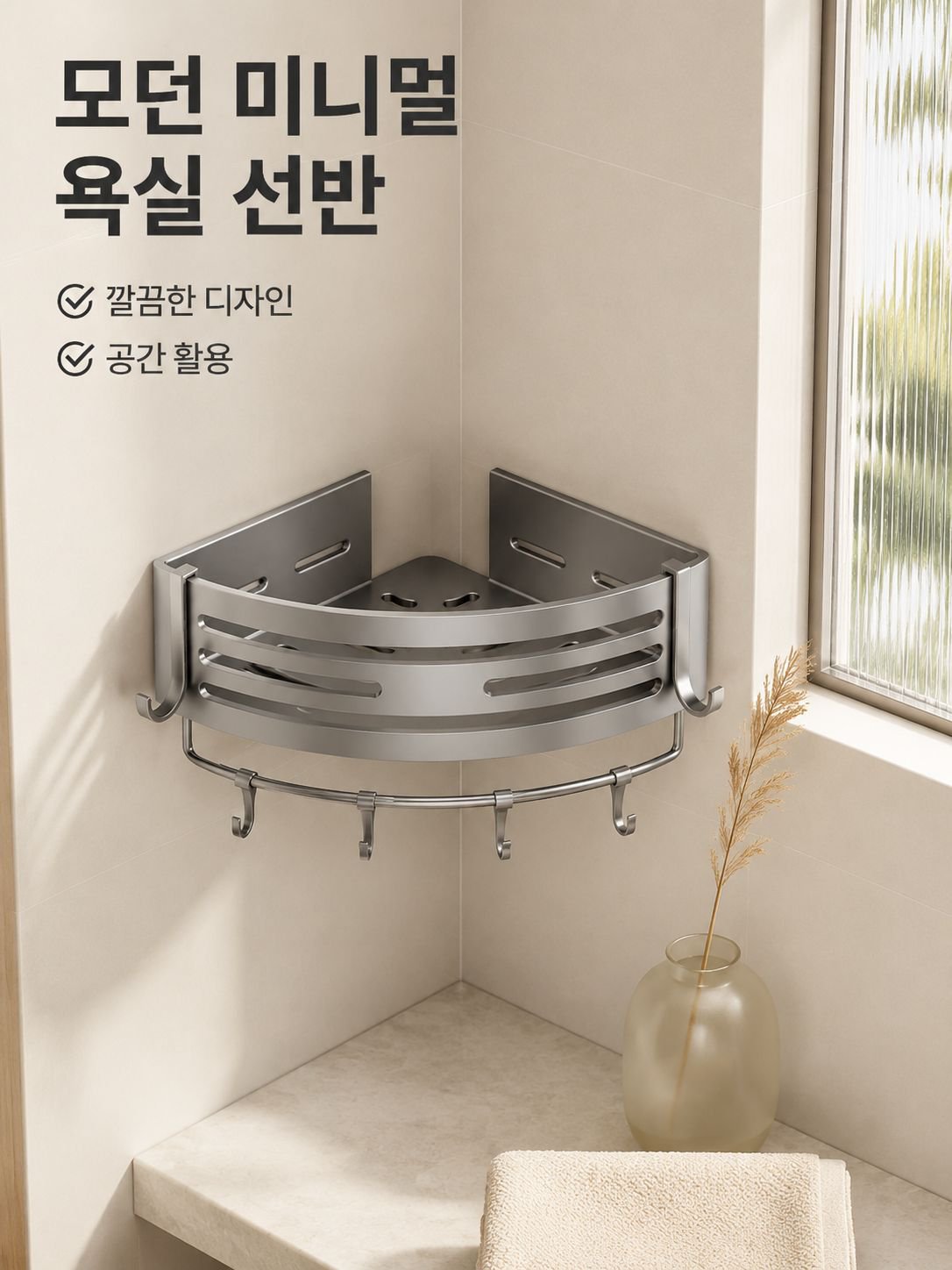 욕실 무타공 삼각 선반