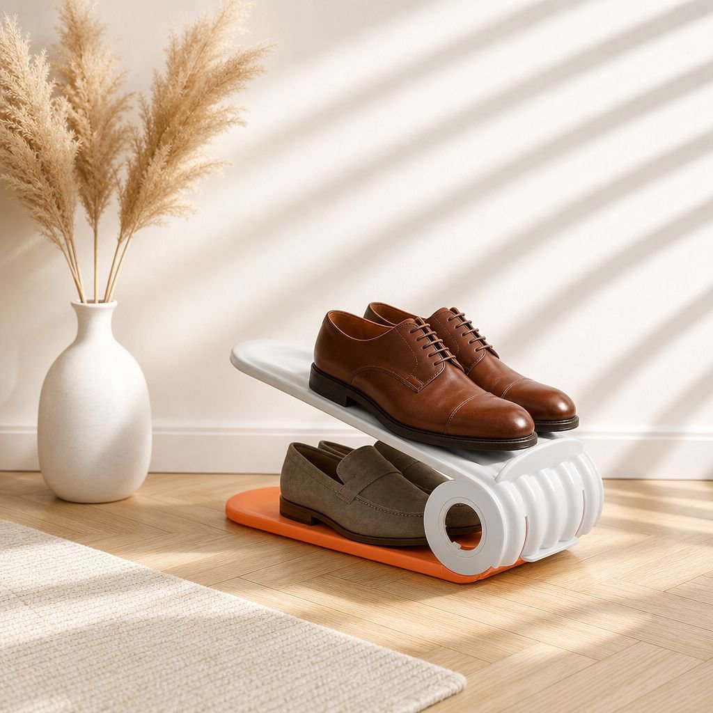 Étagère à chaussures double pliable, réglable et gain de place à plusieurs niveaux