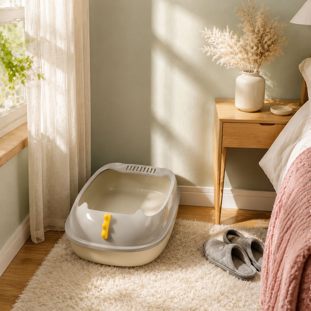 Semi-enclosed litter box