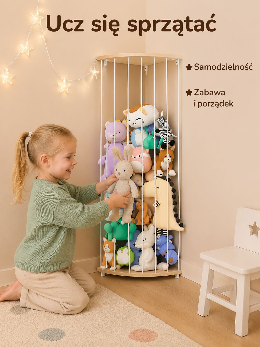 Drewniany stojak na pluszaki Kreatywna klatka do przechowywania do pokoju dziecka