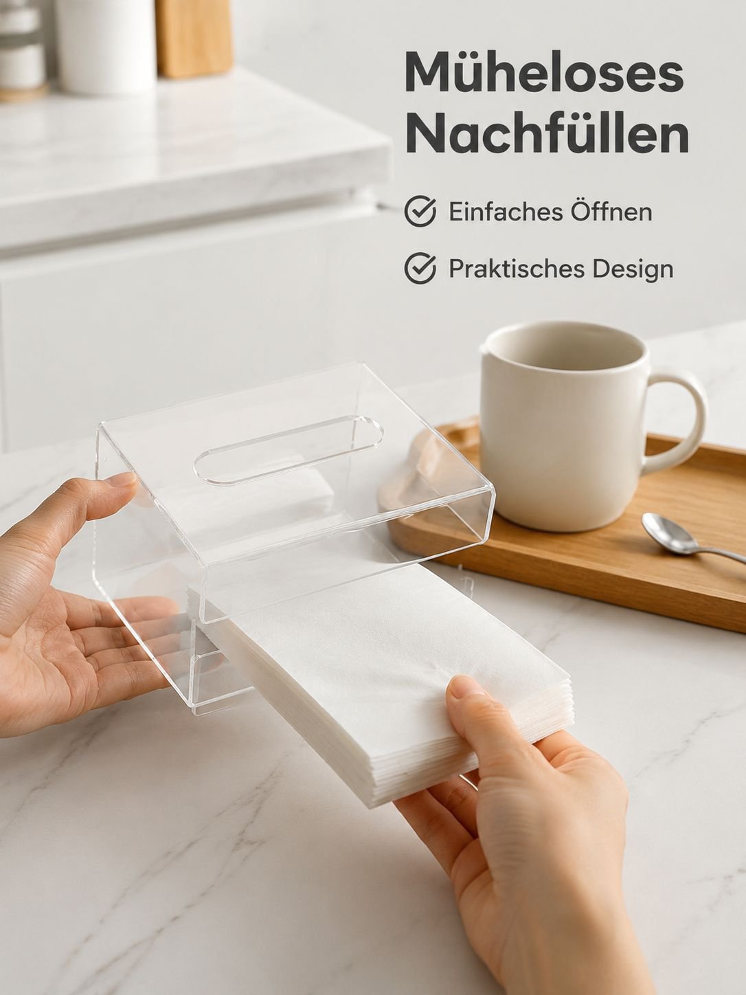 Transparente Aurora Taschentuchaufbewahrungsbox – Für Zuhause, Wohnzimmer, Tisch