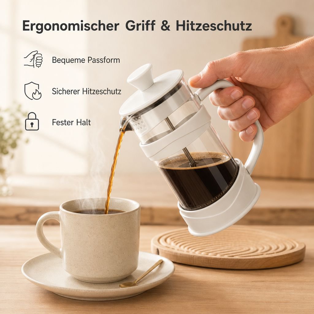 French Press Glas Kaffeebereiter Stempelkanne Manuell Kaffeepresse Teebereiter