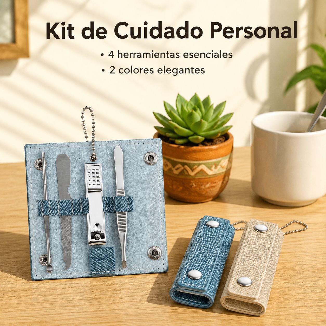 Juego portátil de 4 piezas de manicura mini de acero inoxidable