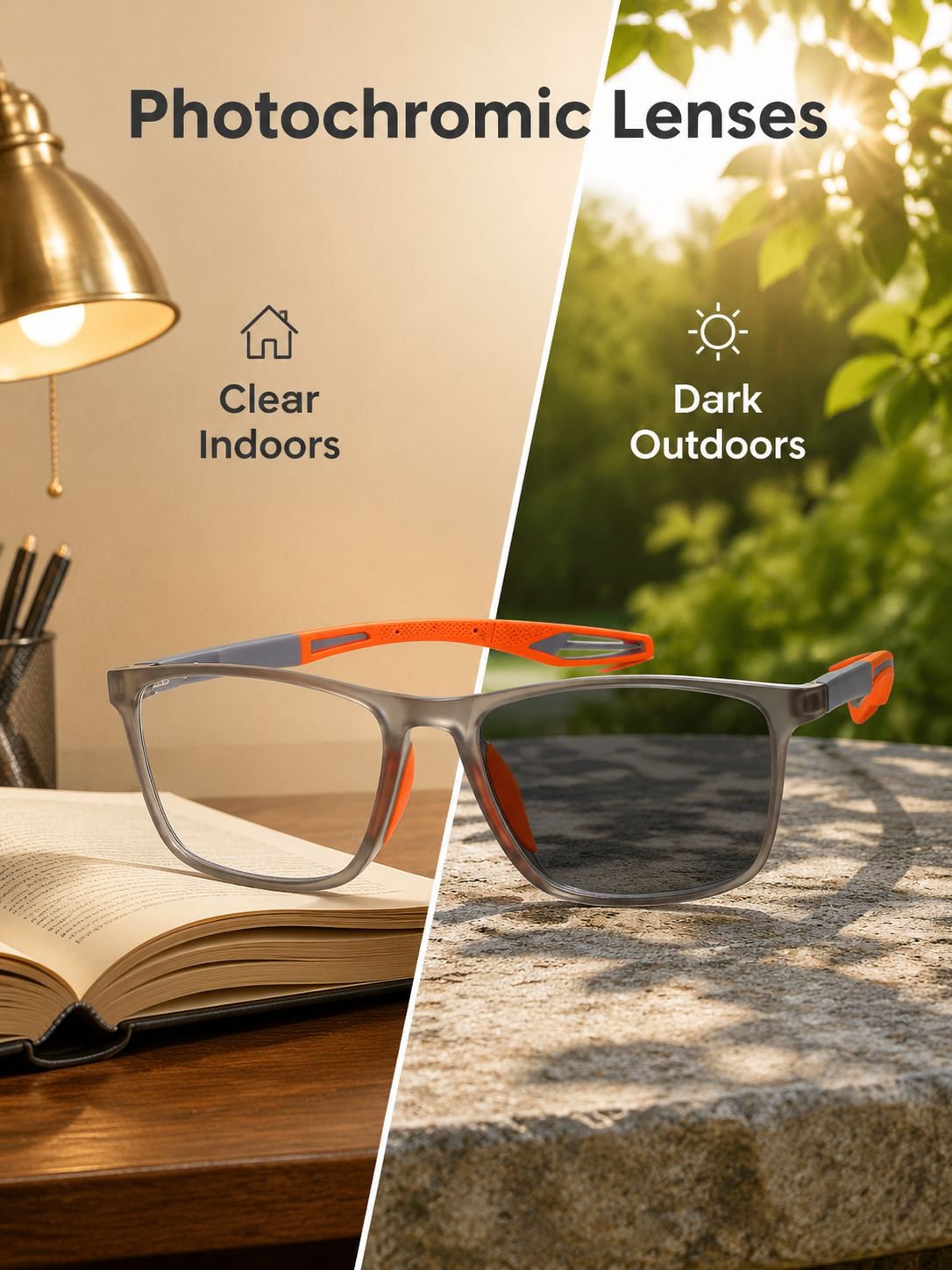 ✨Photochromic multifocal reading glasses(Indestructible / Smart Zoom / No Dizziness)
