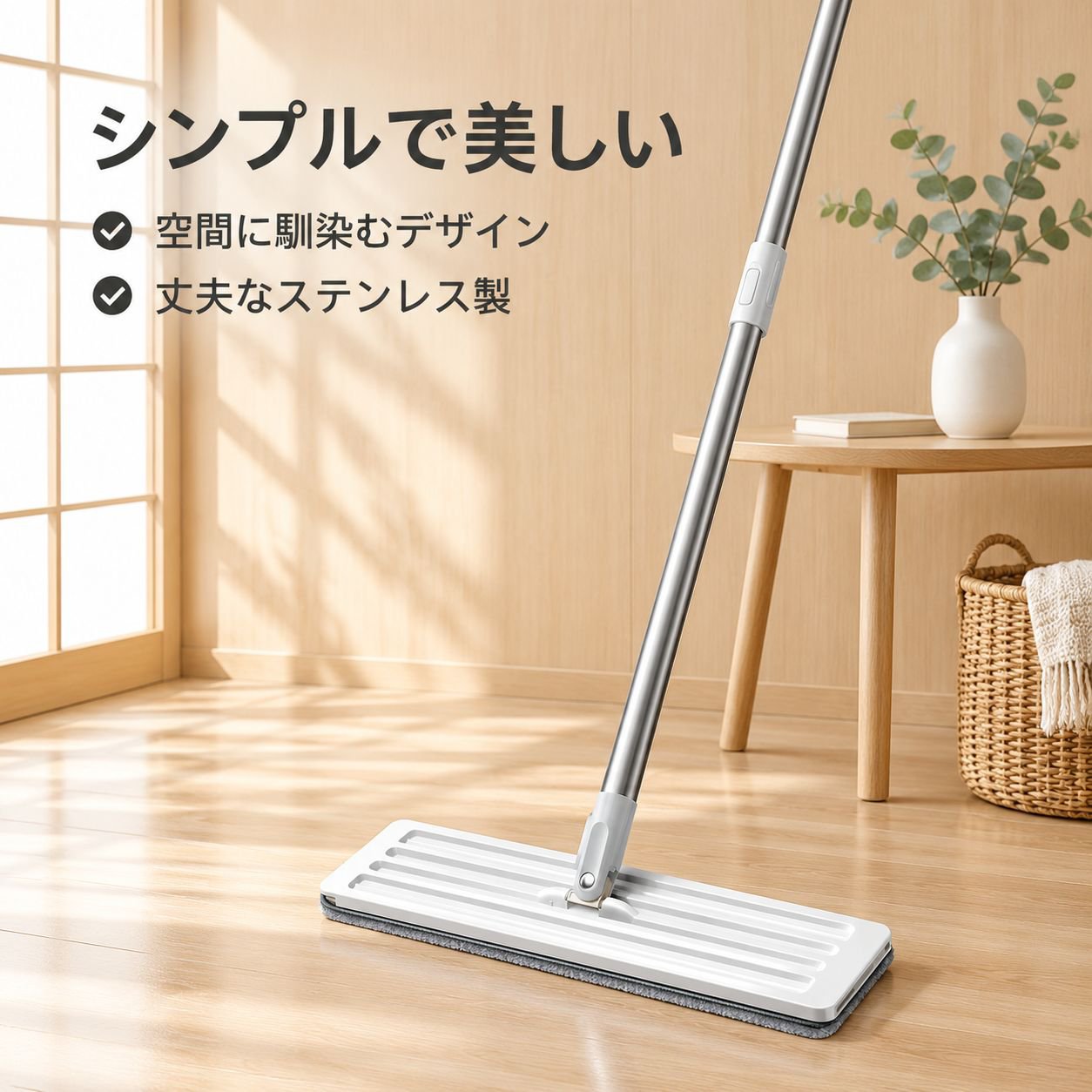 モップ 2025年新作 ハンズフリー フラットモップ 乾湿両用 フローリング用 家庭用