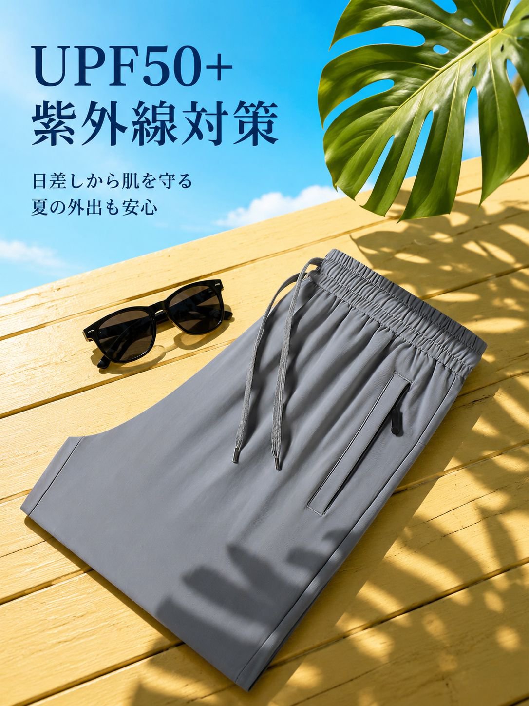 ゆったり日焼け防止速乾ストレートカジュアルパンツ