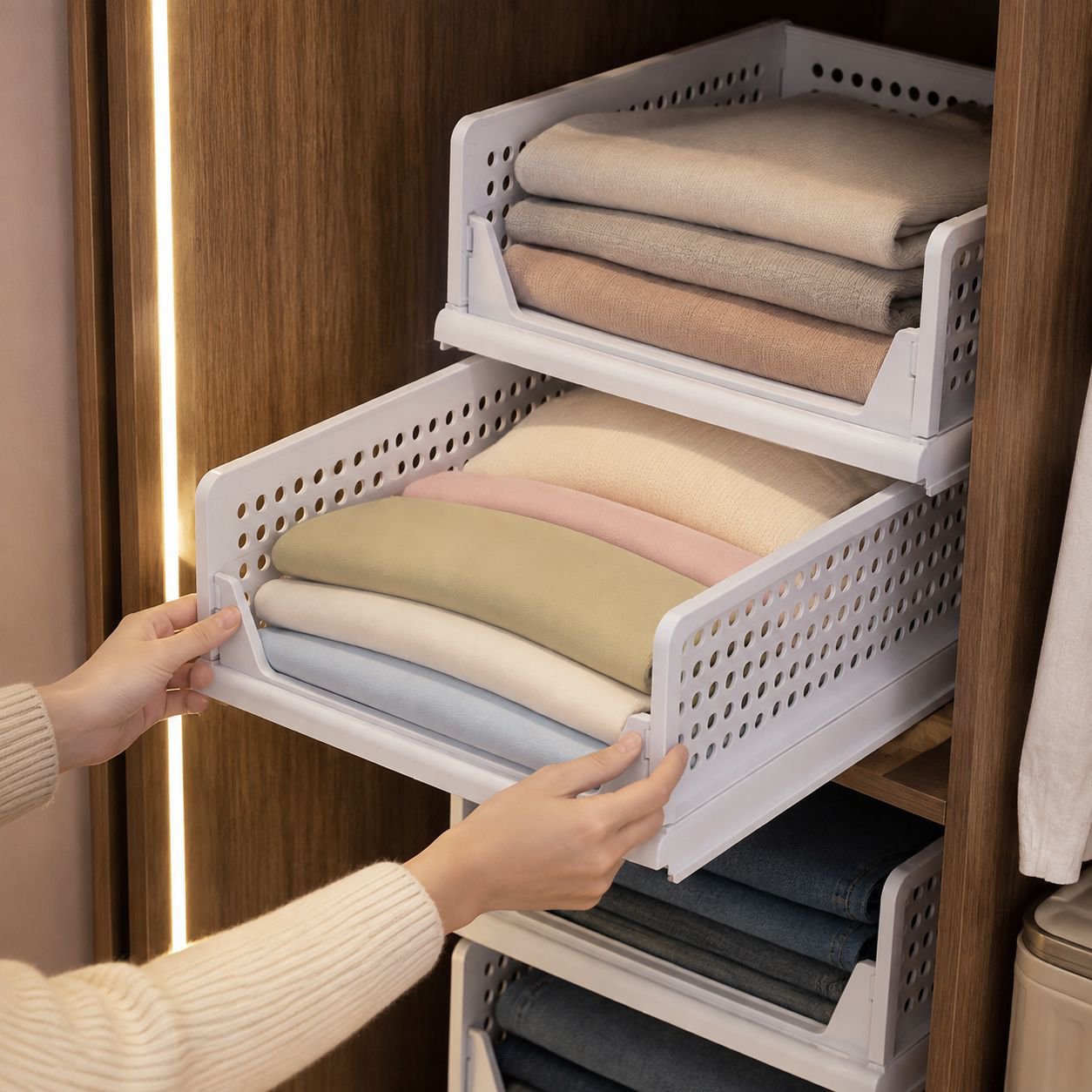 Cesta de almacenamiento plegable para dormitorio
