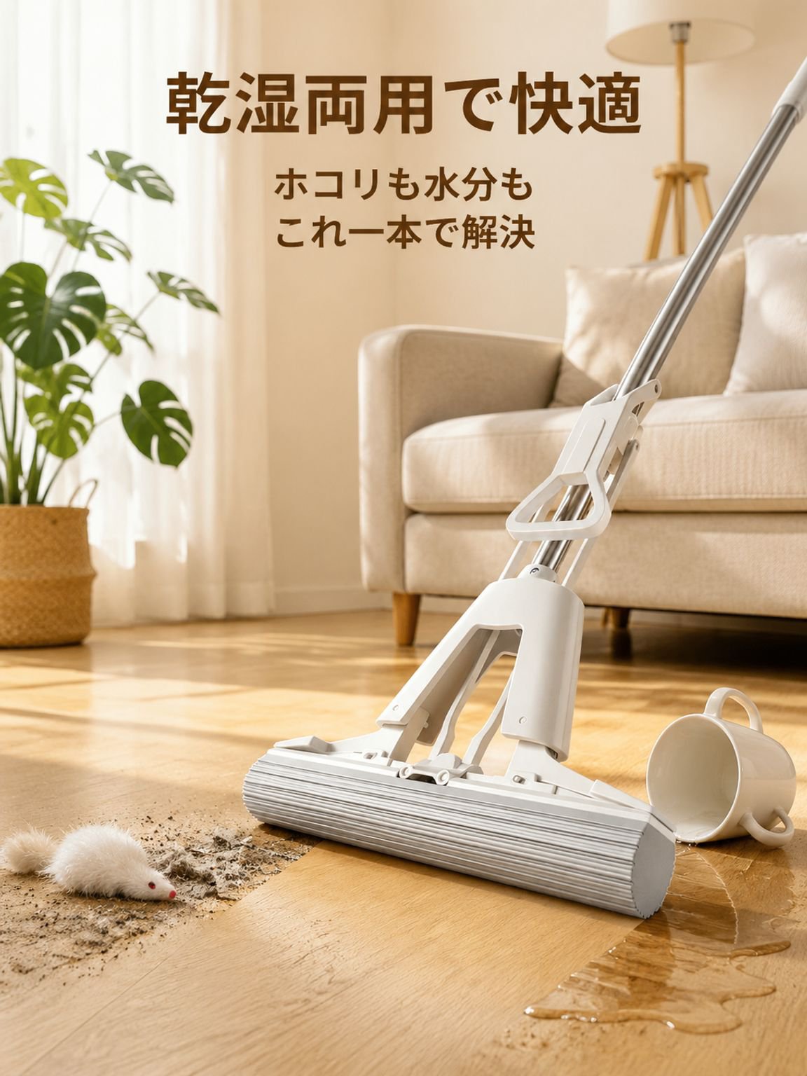 手洗い不要 レイジーモップ 乾湿両用 家庭用クリーニングモップヘッド