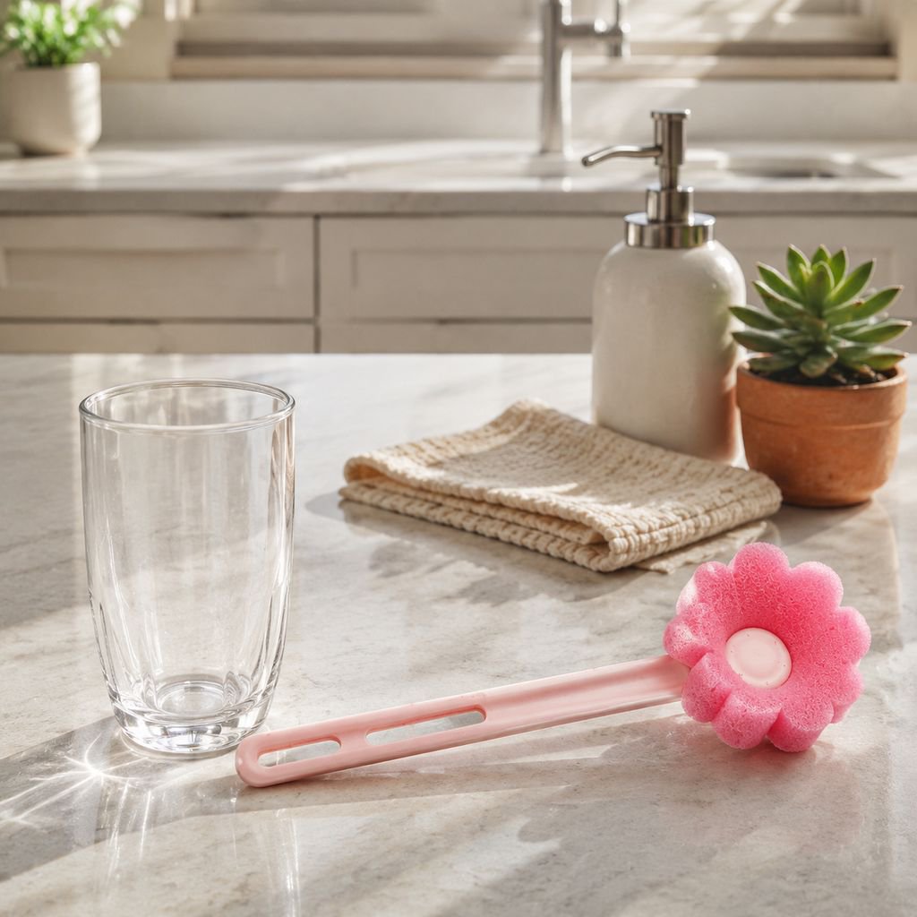 Household Pink Cleaning Brush 2-in-1 for Dishes and Floors