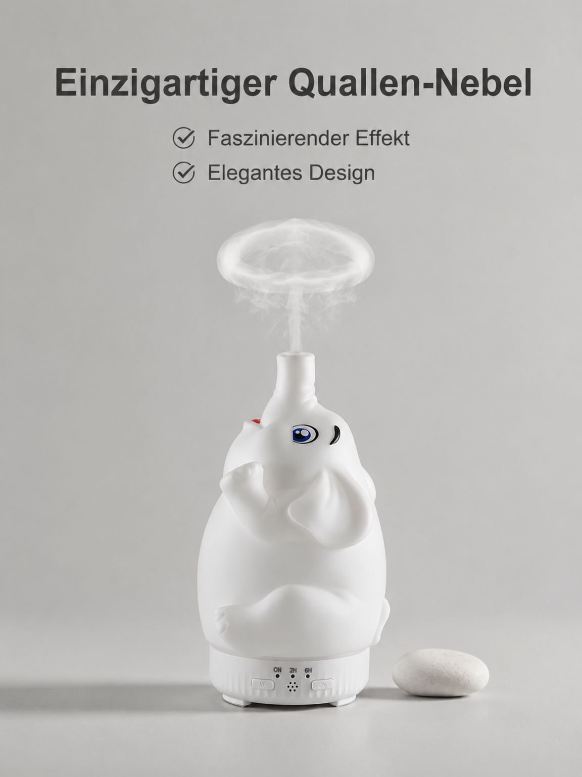 2026 Neue drehbare Elefanten-Aroma-Diffusor (mit 7-Farben-Licht und Quallen-Befeuchtungsmittel) 