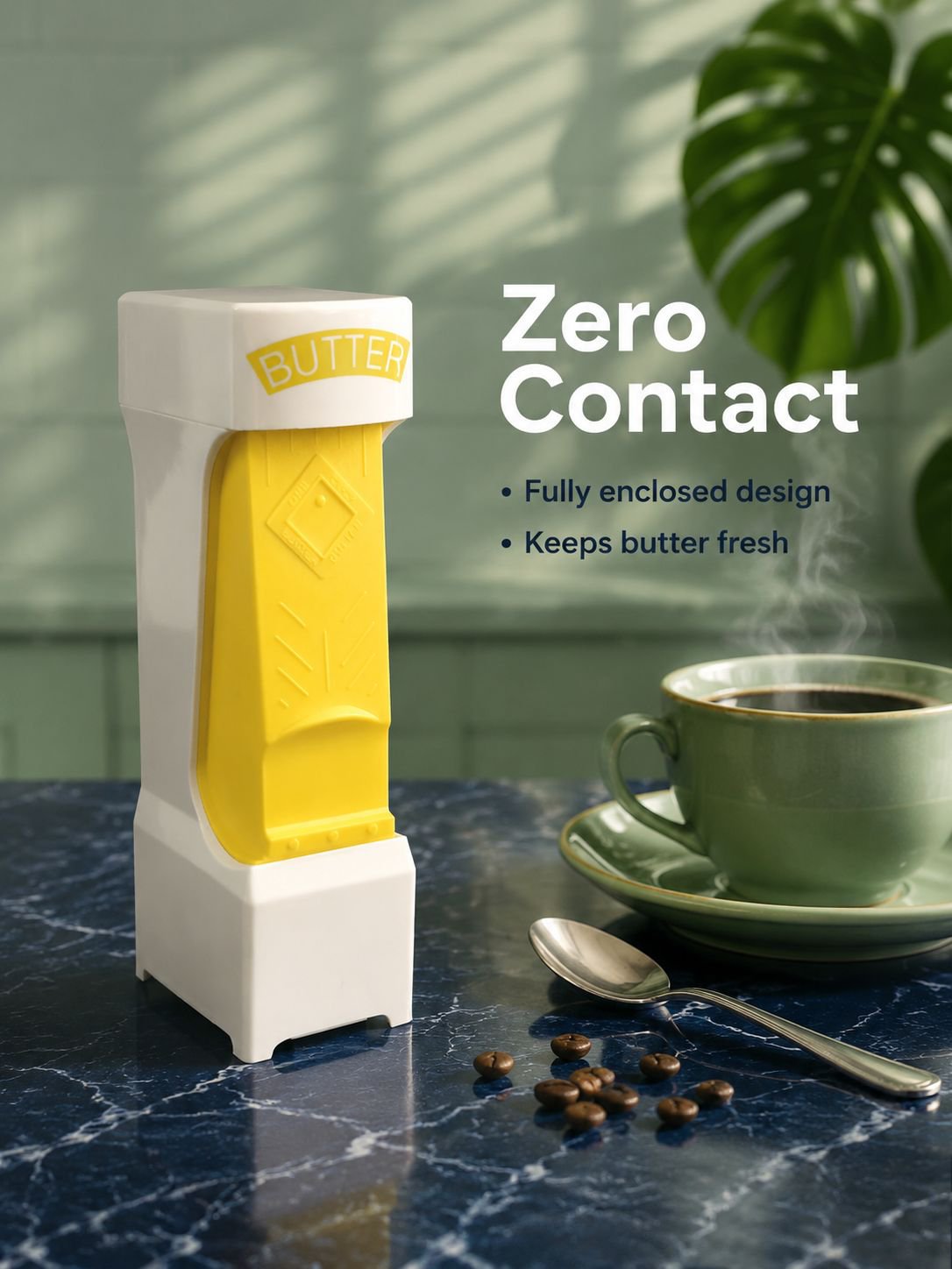 Butter slicer cheese cutter dispenser on kitchen counter