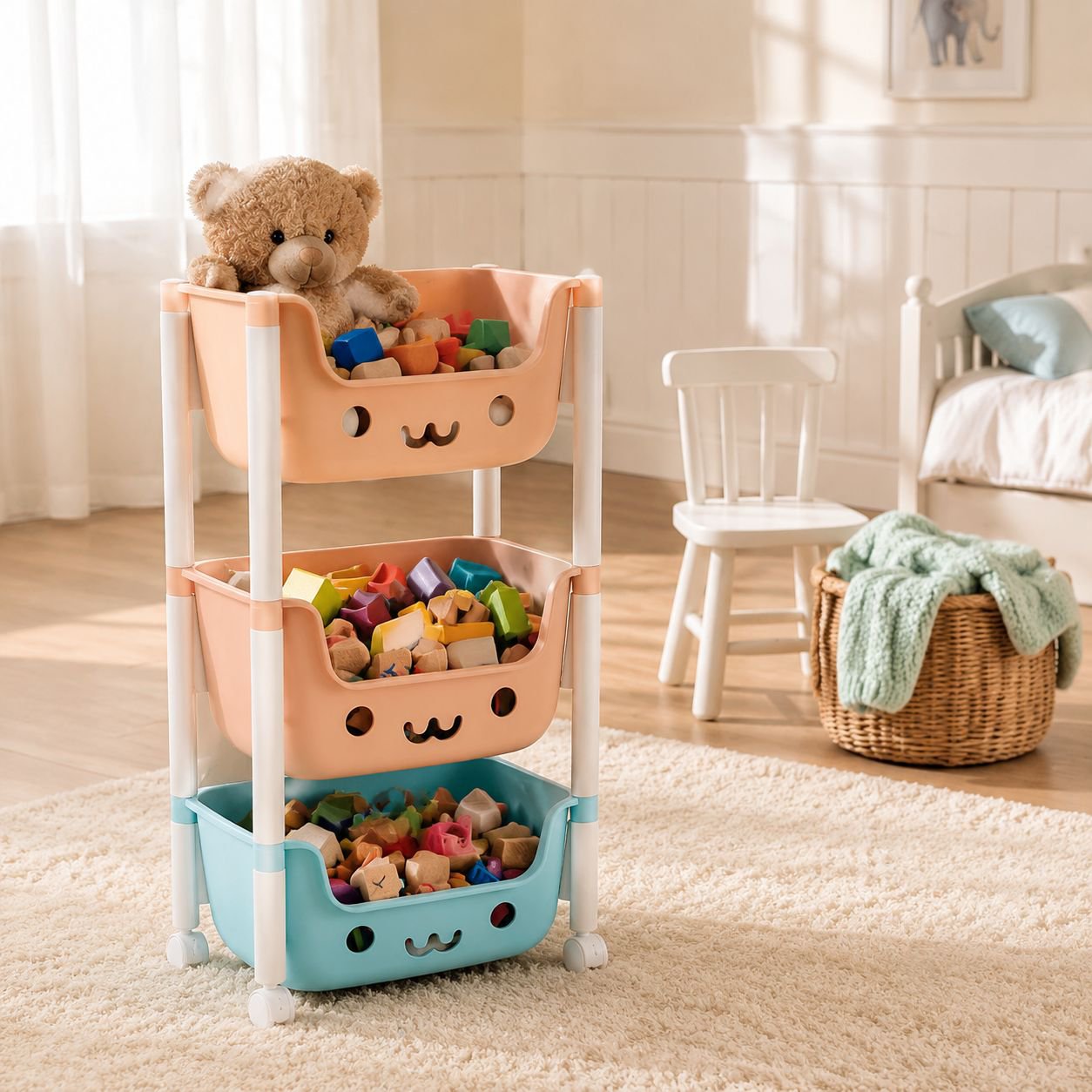 Multi-layer Bedside Toy Storage Trolley