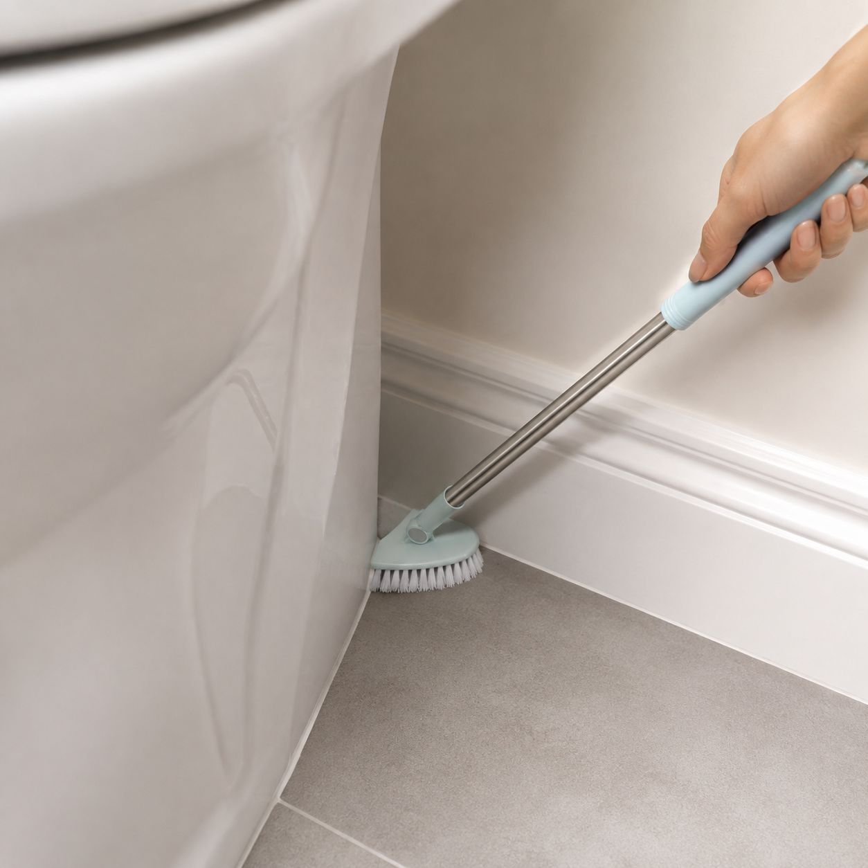 Multipurpose bathtub brush with ergonomic long handle