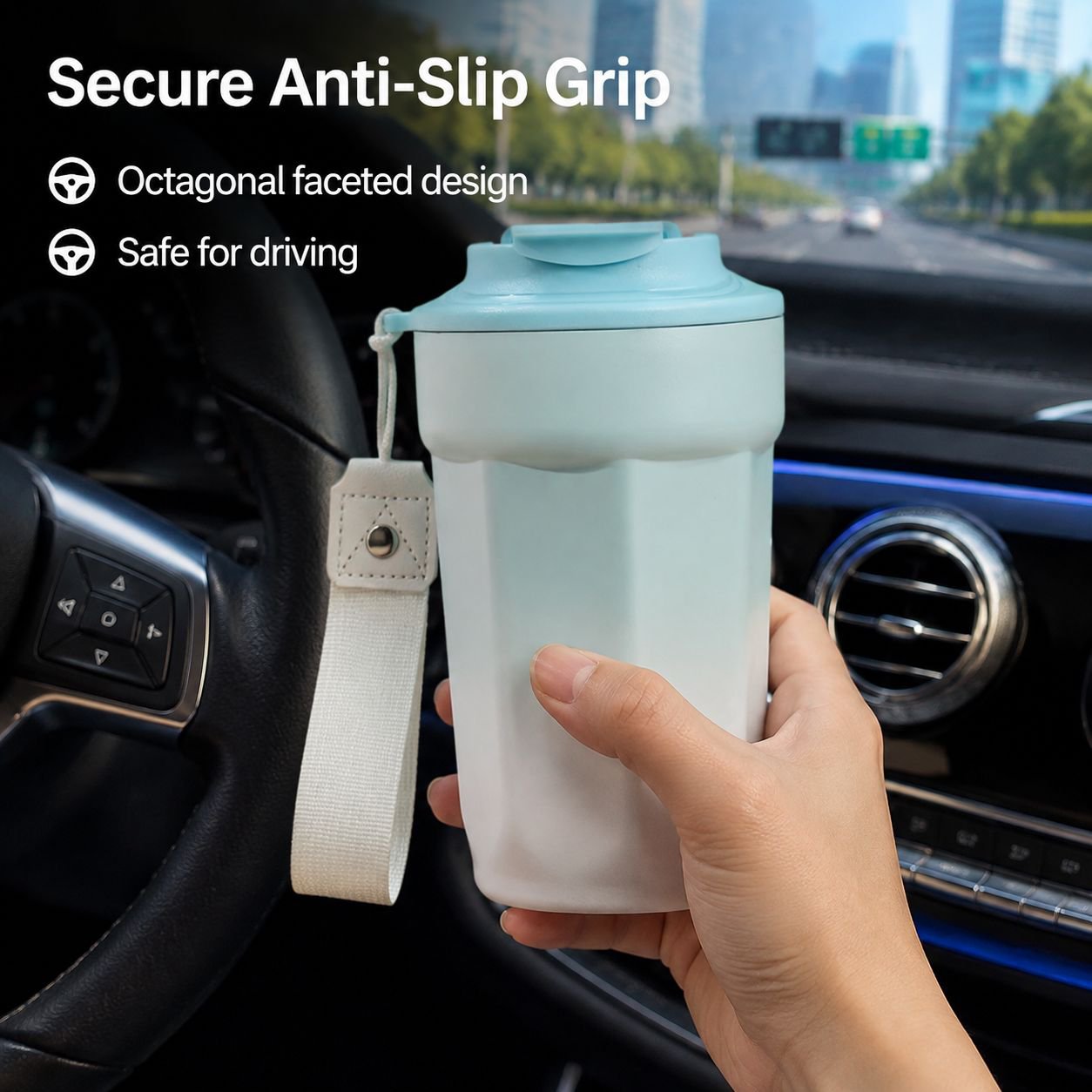 316 Stainless Steel Vacuum Insulated Mug with Convenient Carrying Strap