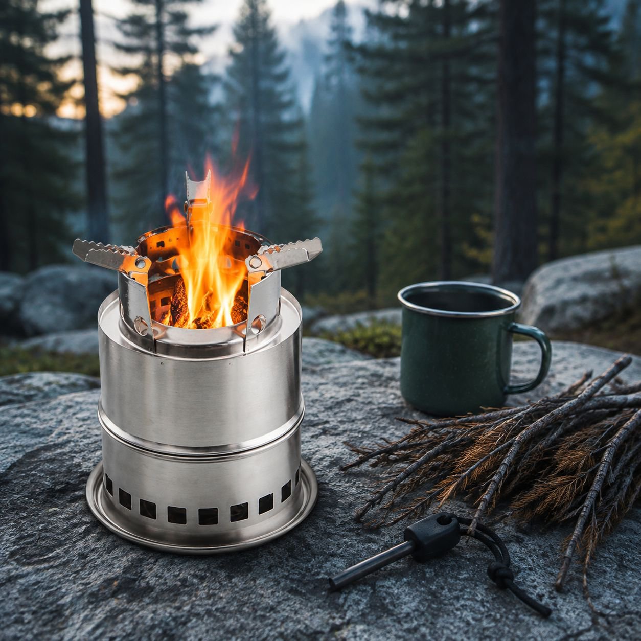 Portable wood stove heating picnic cookout outdoor stove heating stove camping stainless steel stove