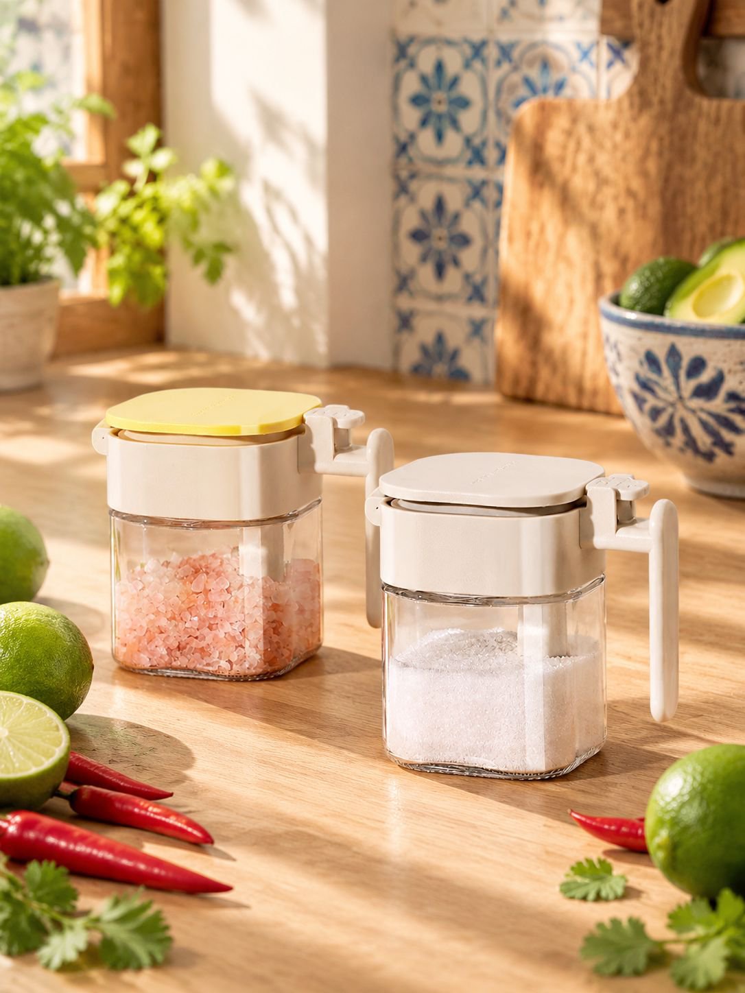 Bote de especias con cuchara separada, sellado y a prueba de humedad
