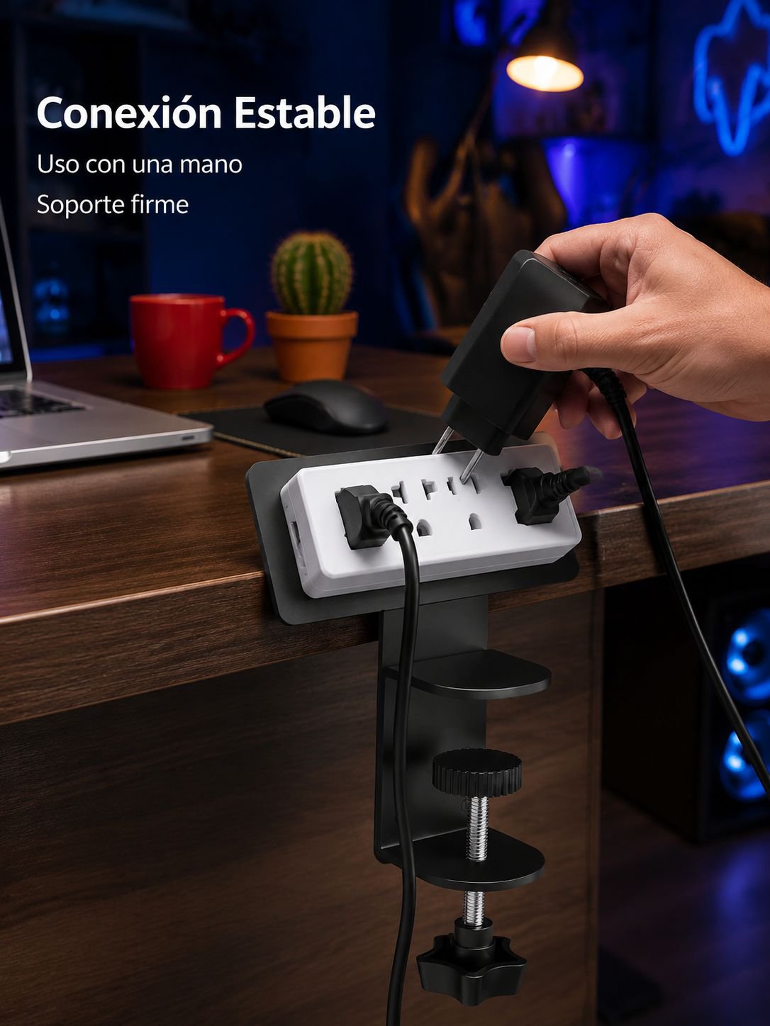 Estante de almacenamiento multifuncional bajo escritorio para gestión de cables