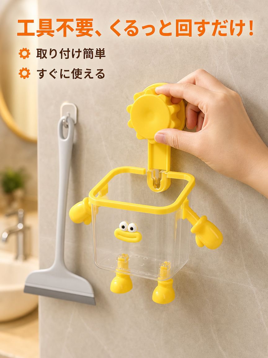 ドリル不要の吸盤式バスルーム収納ボックス