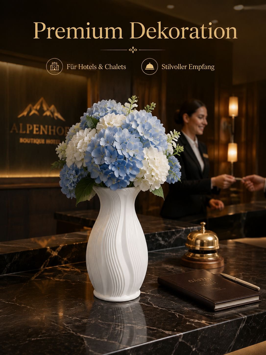 Vintage französische Kunststoffvase mit Farbverlauf für Kunstblumen
