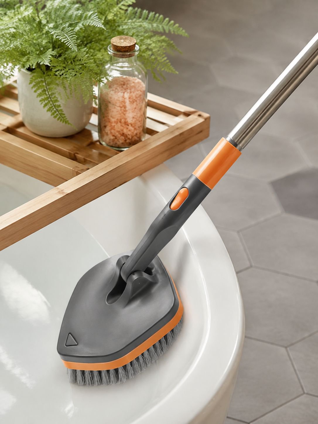 Ergonomic cleaning brush for household chores