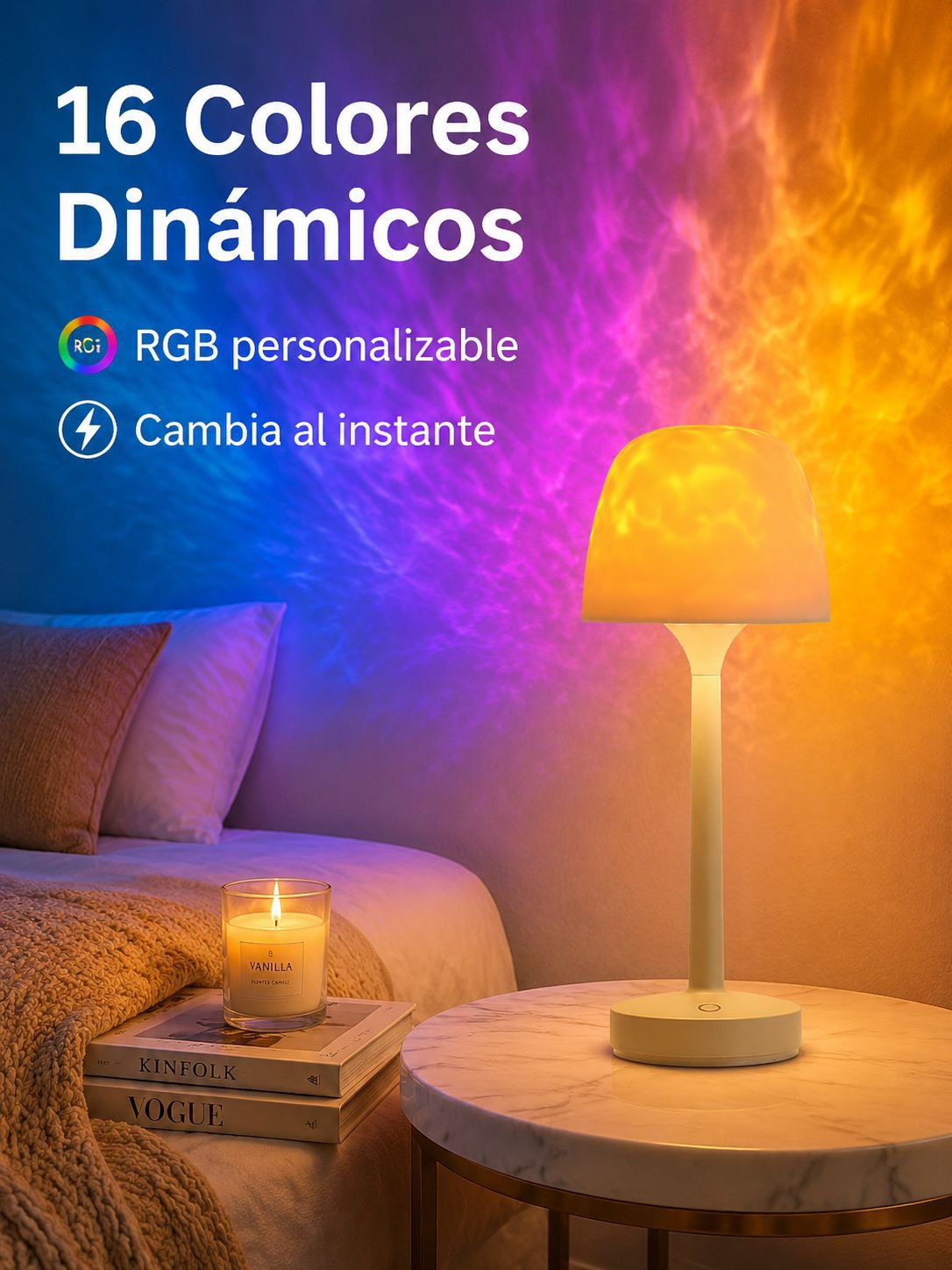 Decoración luminosa de ondas acuáticas