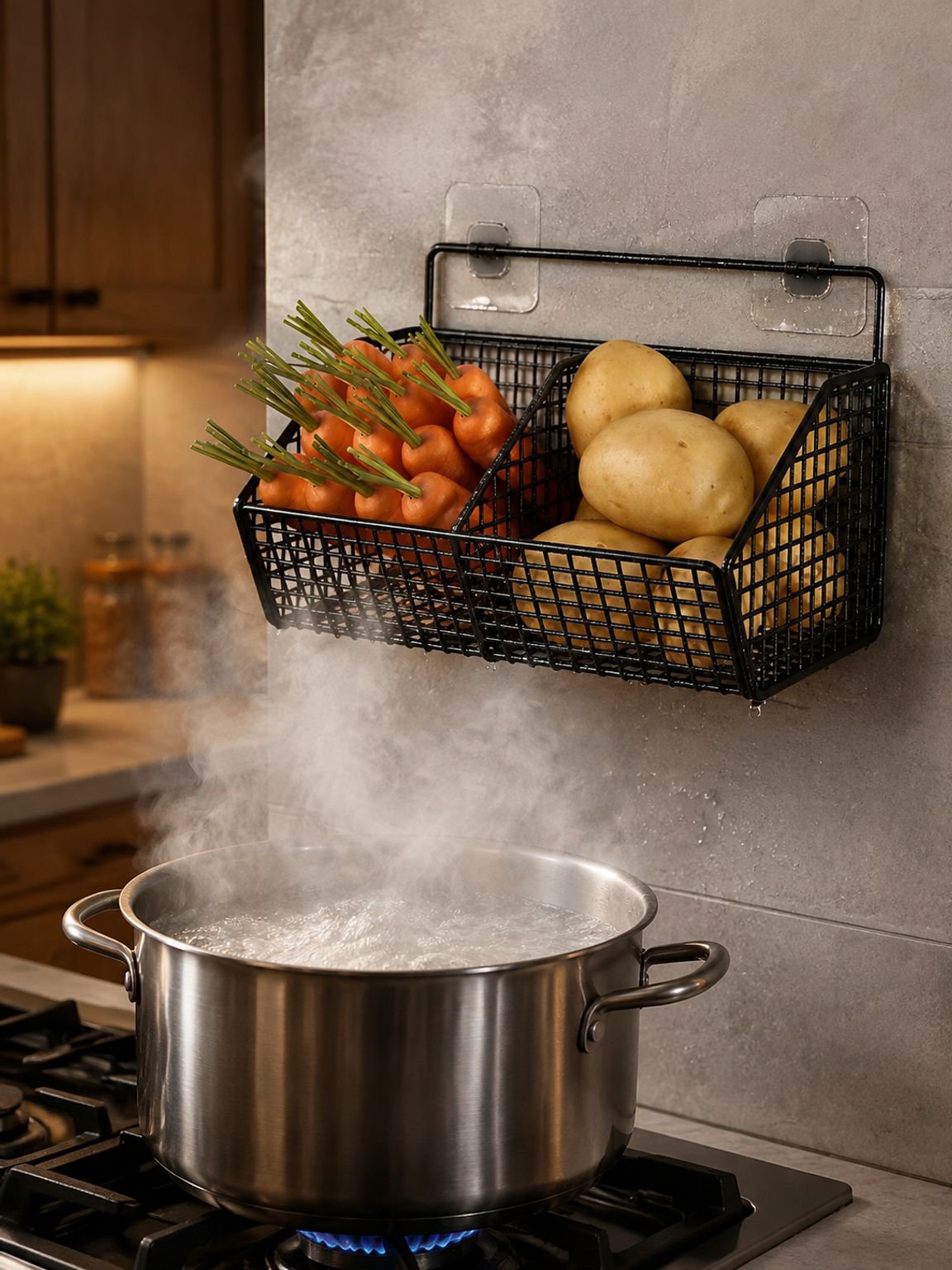 Organizador colgante JMY optimizando el espacio de la cocina