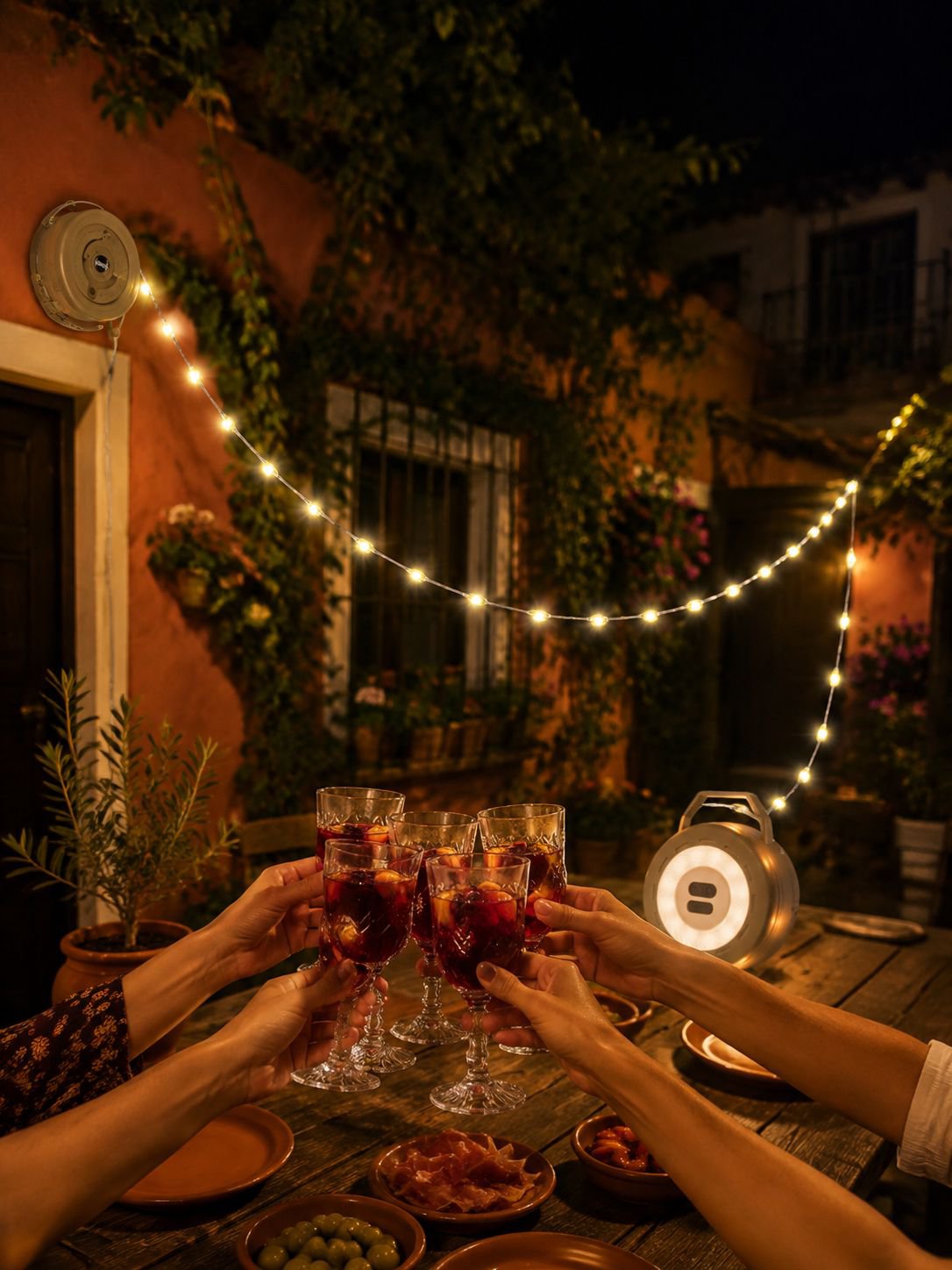 Lámpara de camping recargable con luz ambiental