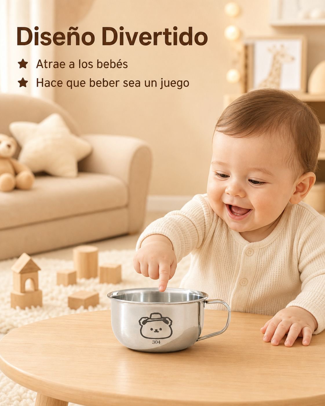 Taza para niños con materiales libres de BPA y seguros