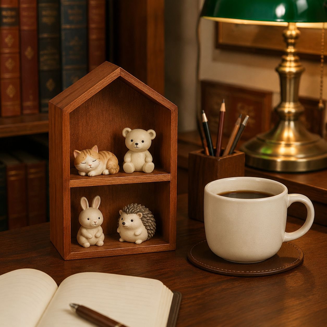 Desktop Solid Wood Multipurpose Retro Display Shelf for Lipstick Perfume Dolls Decoration