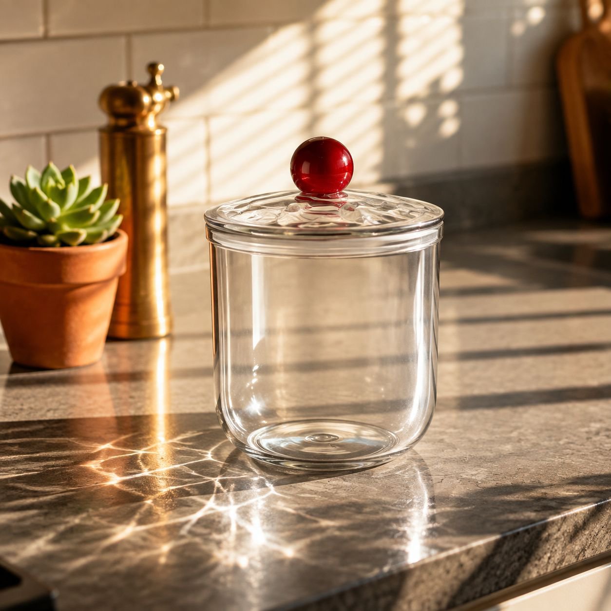 Transparent food storage jar with sealed lid