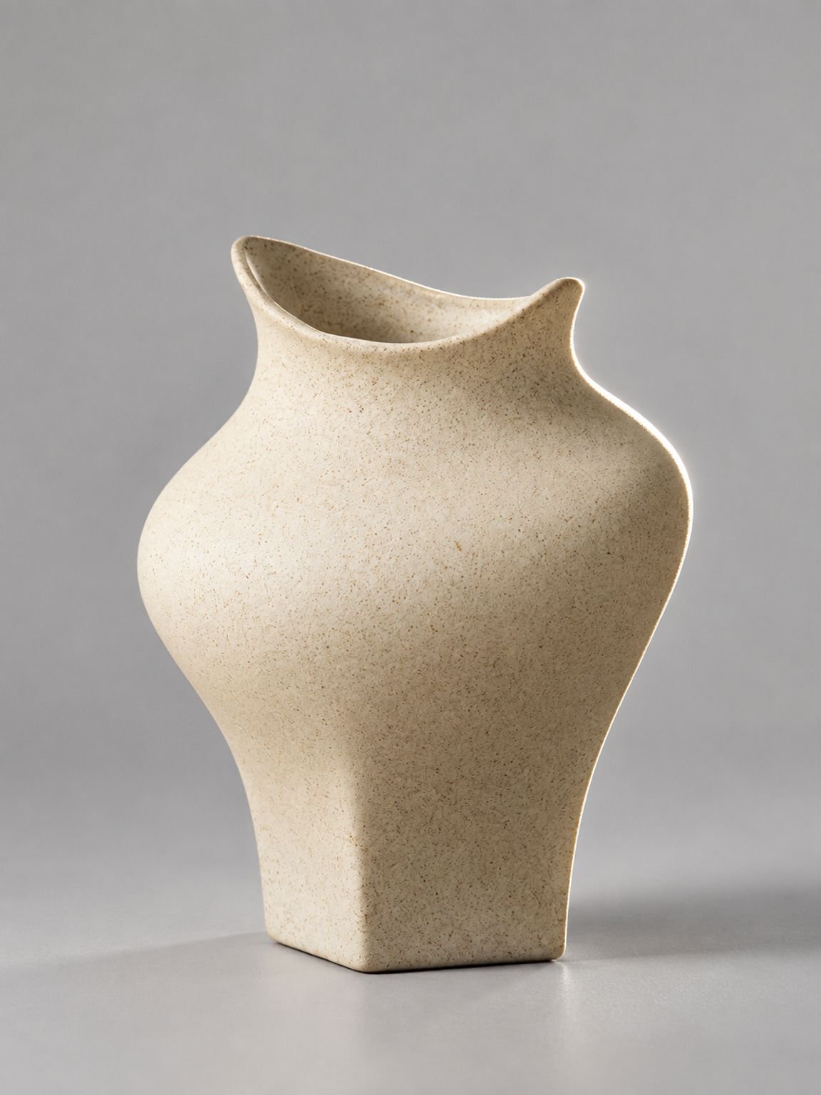 Disposition élégante du vase Misu en céramique irrégulier sur une table minimaliste.