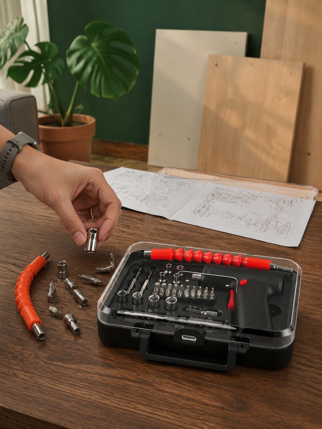 All-in-one electric drill kit for home maintenance