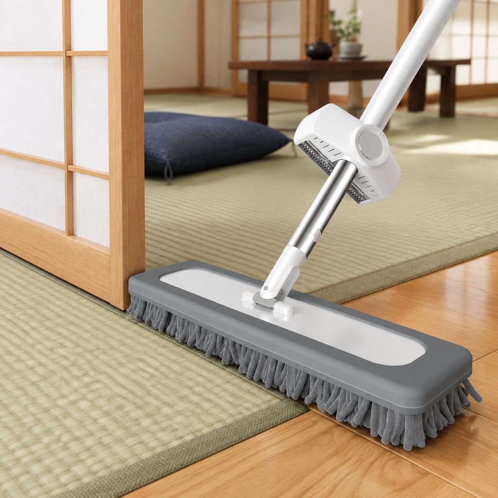 収納しやすいスリムなフラットモップ