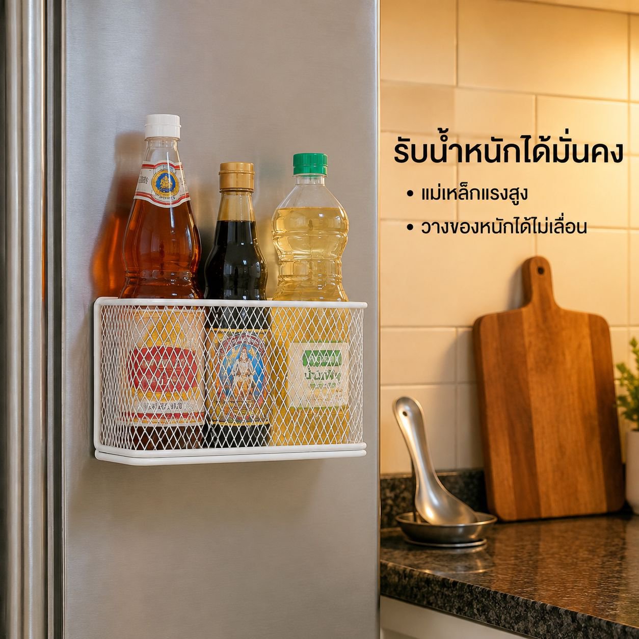 ชั้นวางของอเนกประสงค์ติดแม่เหล็กสำหรับตู้เย็นในครัว