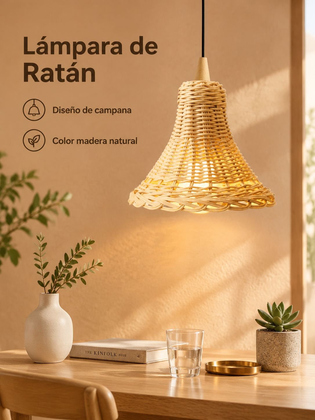 Lámpara colgante de ratán