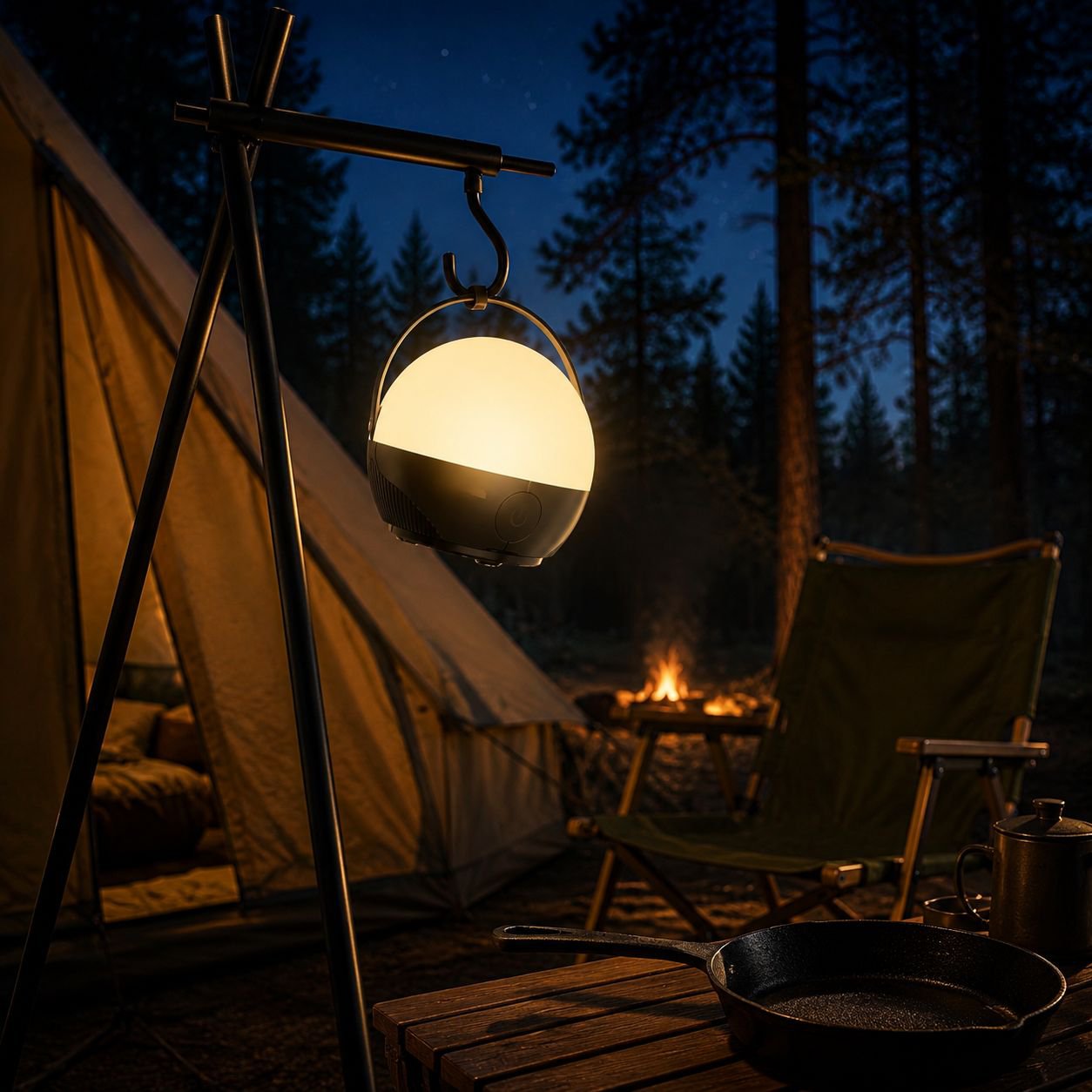 Linterna LED para camping de 7 colores, brillo ajustable, recargable y portátil, B