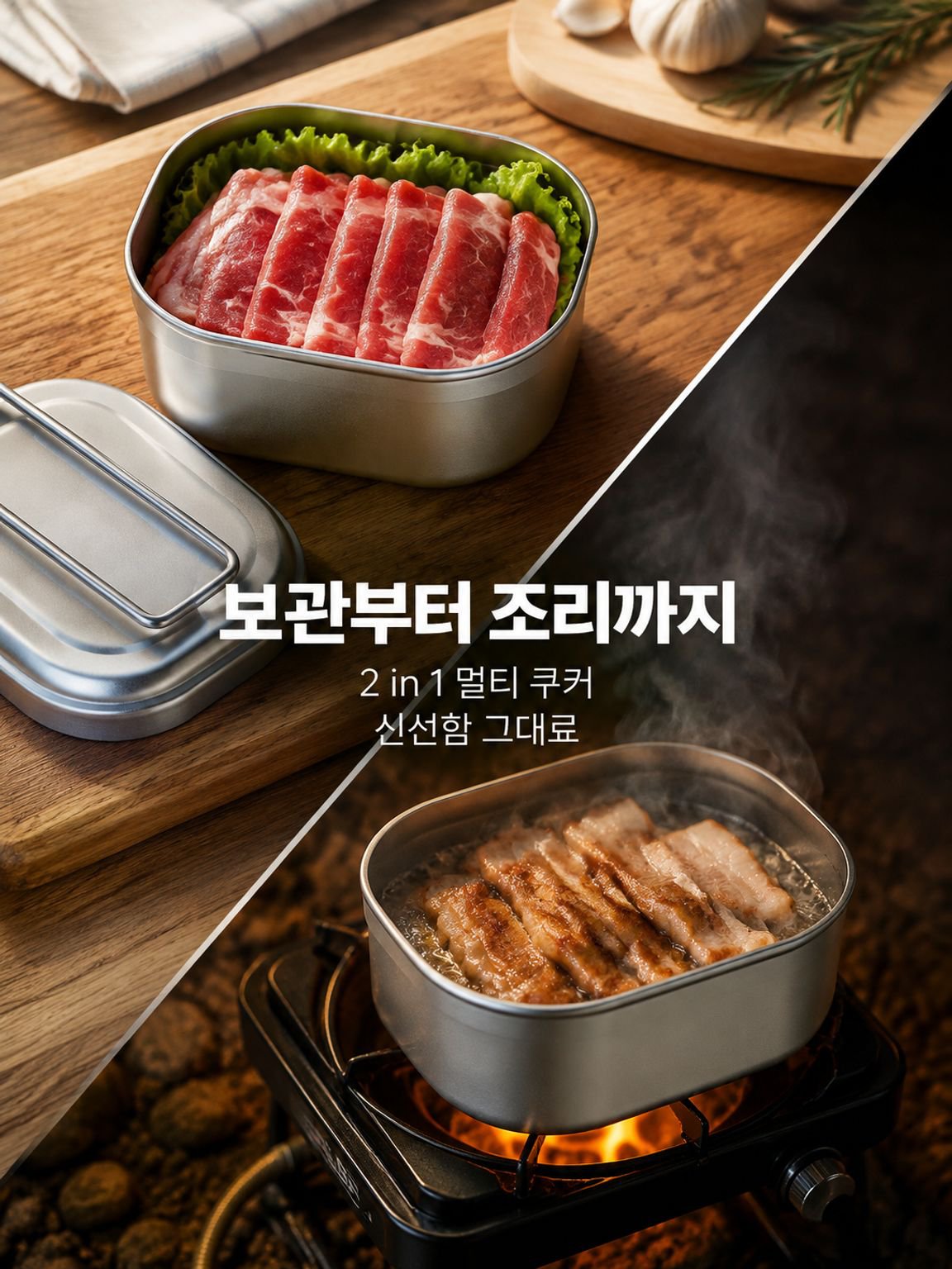 풀 알루미늄 도시락 손잡이 사각형 야외 캠핑