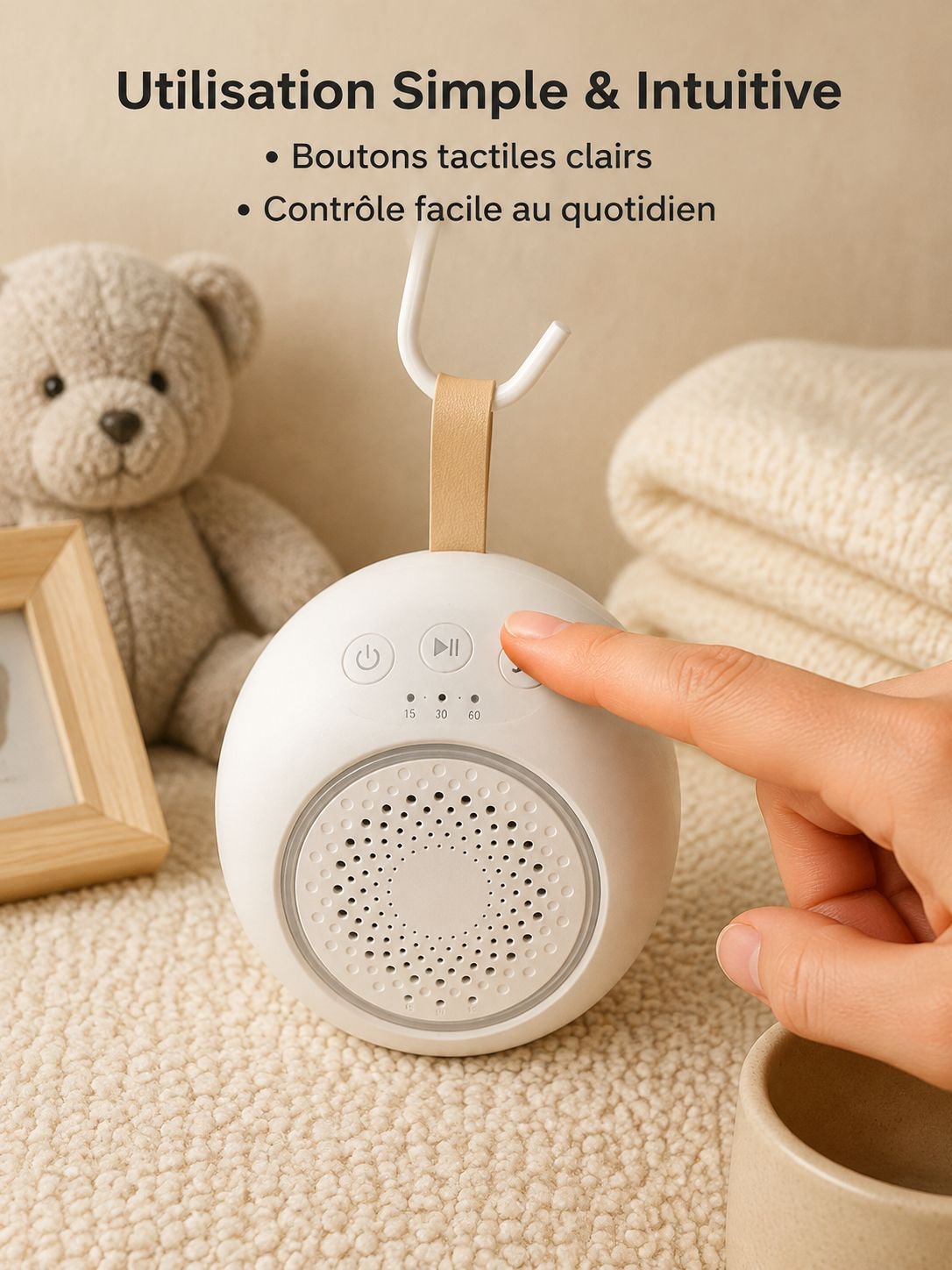 Boîte à musique apaisante pour bébé, détection des pleurs, générateur de bruit blanc