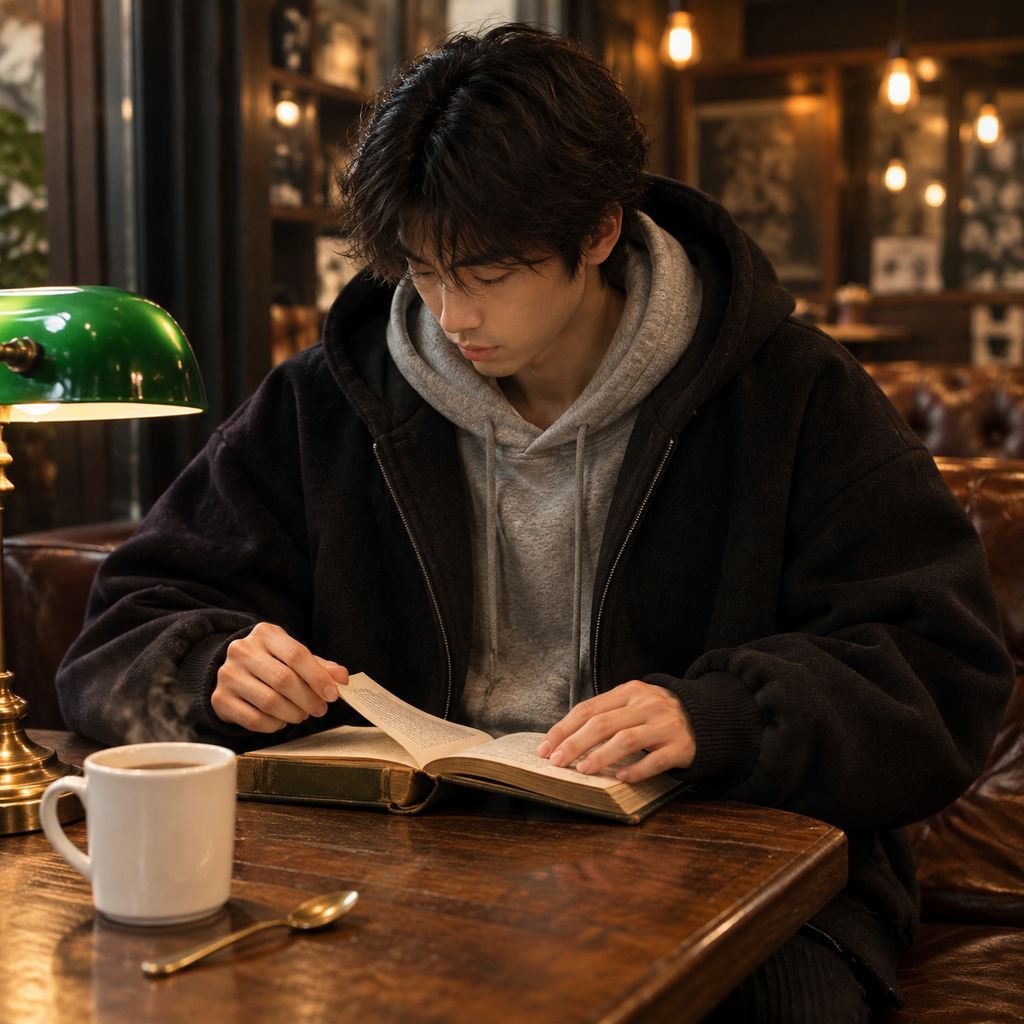 メンズ日系復古ウールフードコート 春秋冬シーズン