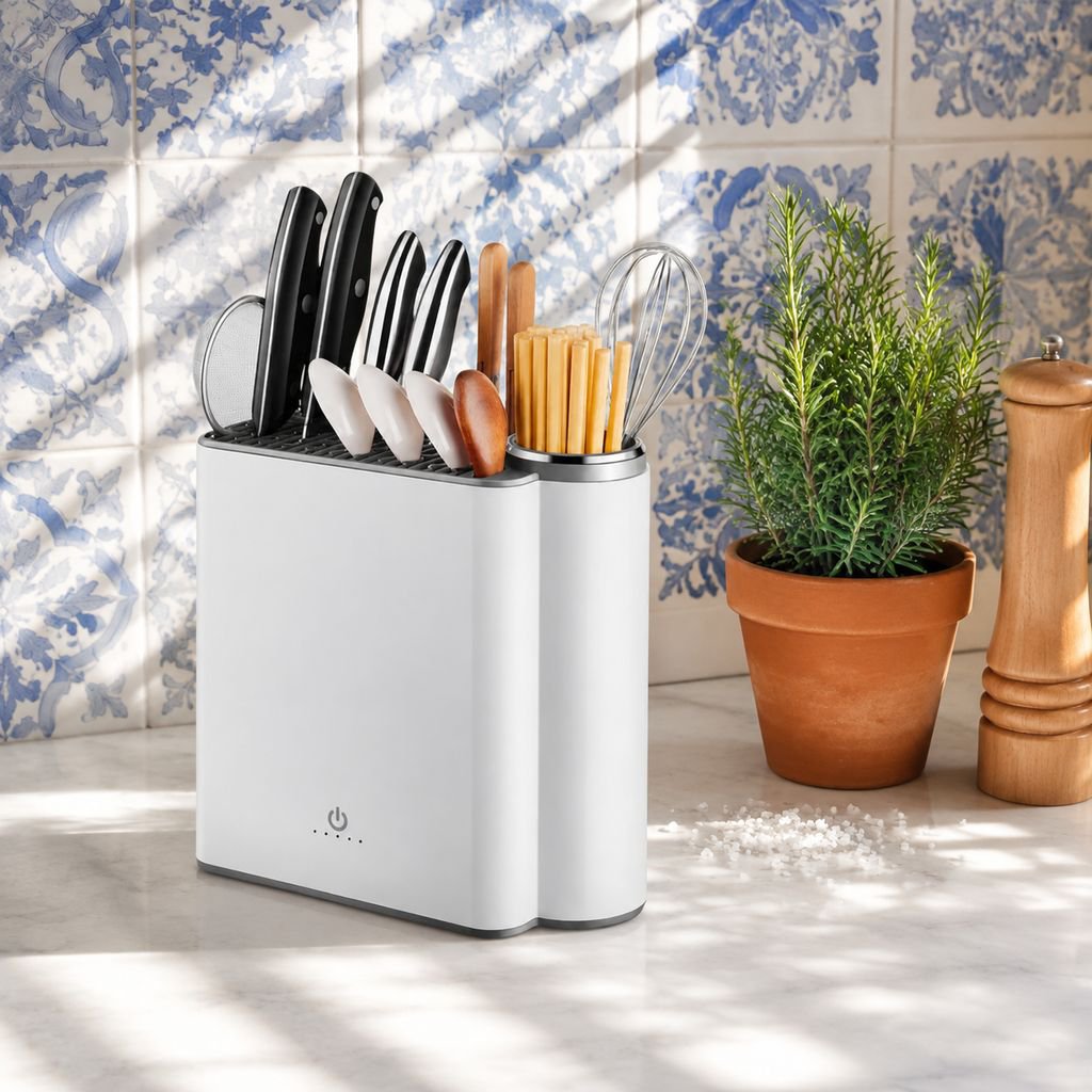 Multifunctional UV sterilizing knife holder