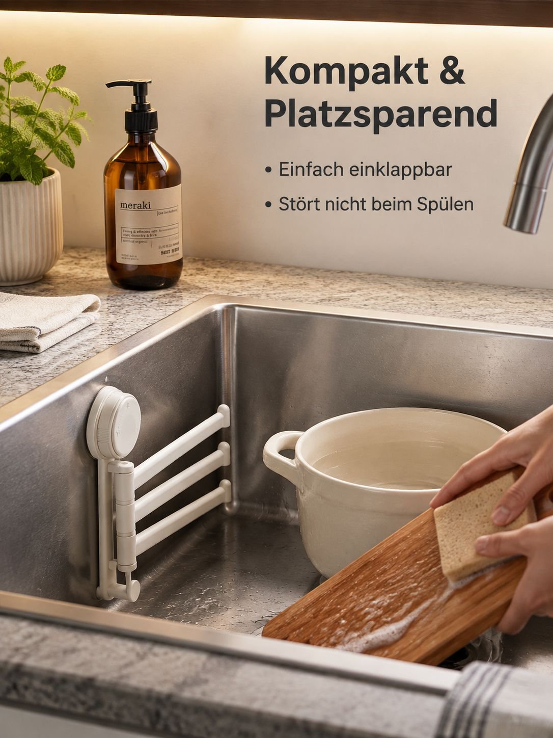 Multifunktionale drehbare Abtropfablage für Spüle und Fensterbank