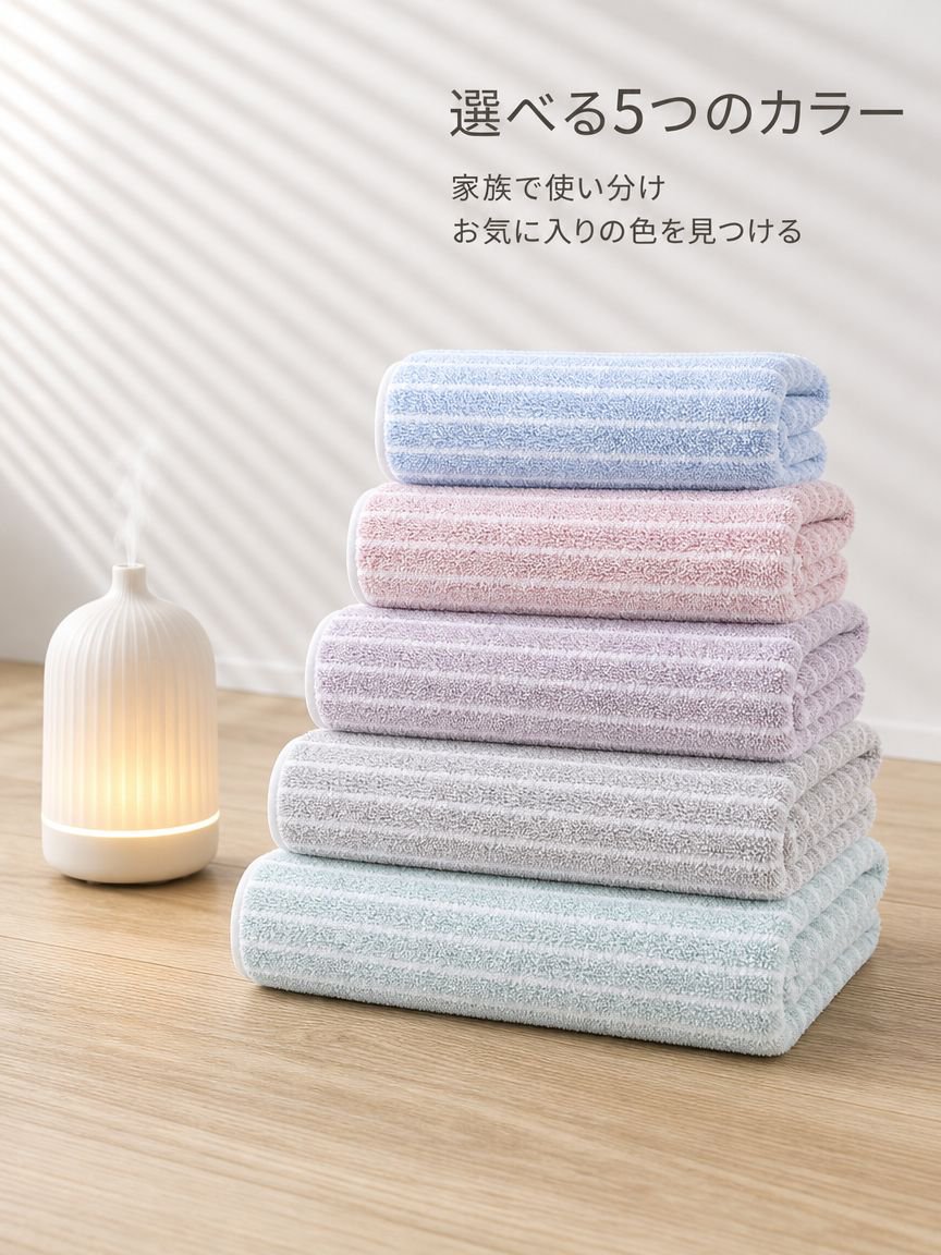 軽量コーラルフリースストライプバスタオル