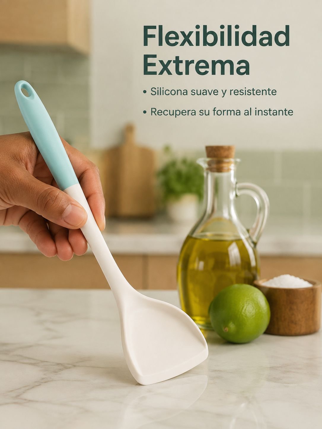 Detalle de la espátula de silicona resistente al calor