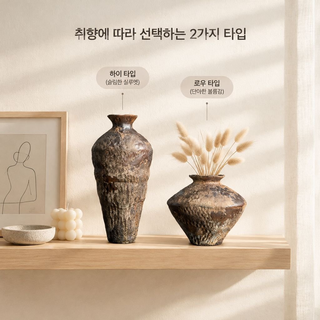 경덕진 빈티지 도자기 화병 와비사비 젠 스타일 드라이플라워 토기 인테리어 오브제