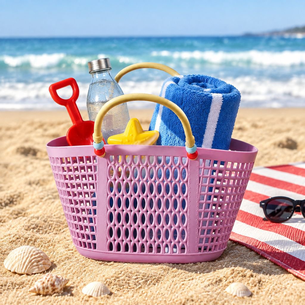 Fashionable Portable Plastic Swimming Basket for poolside storage