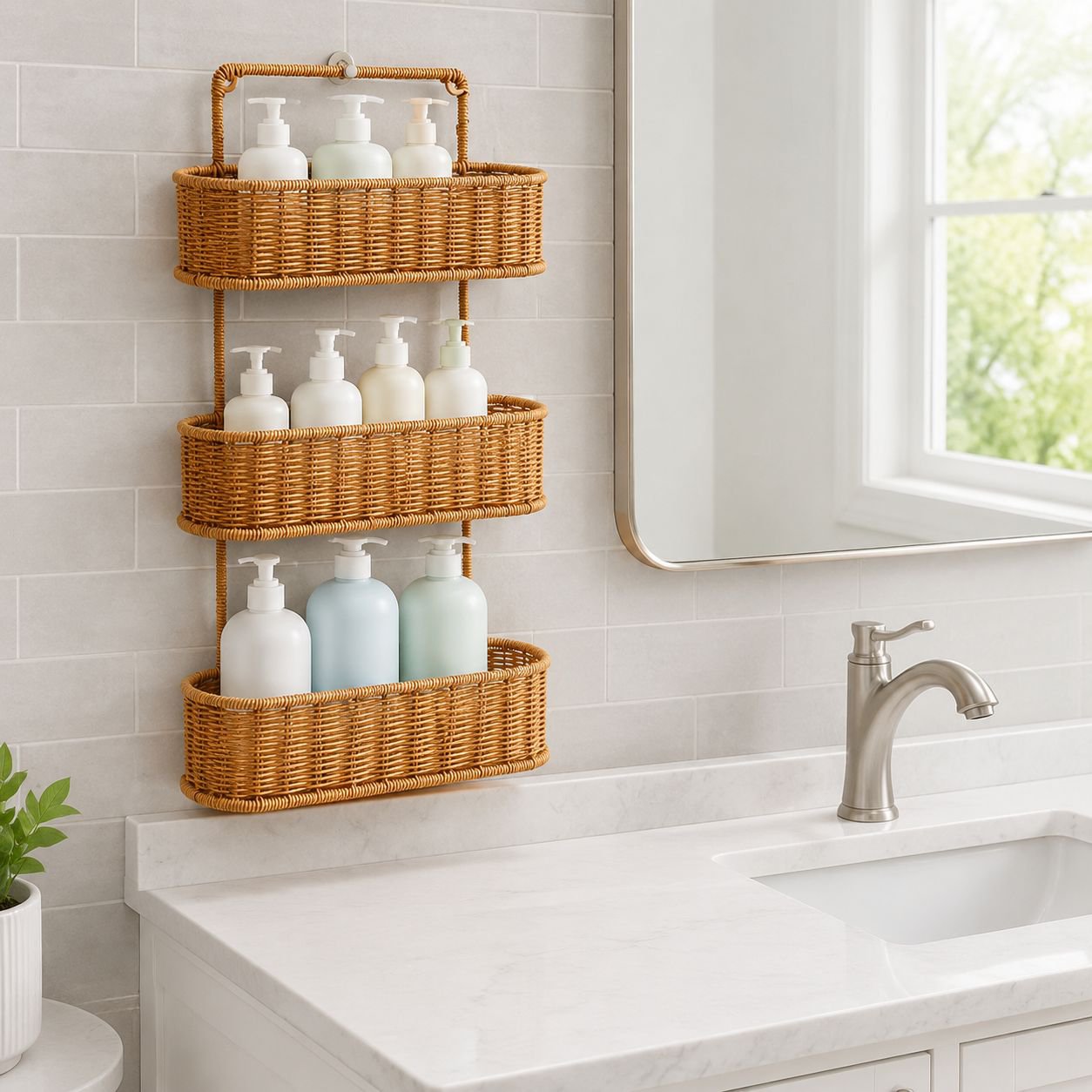 No-Drill Multipurpose Storage Shelf for Kitchen and Bathroom