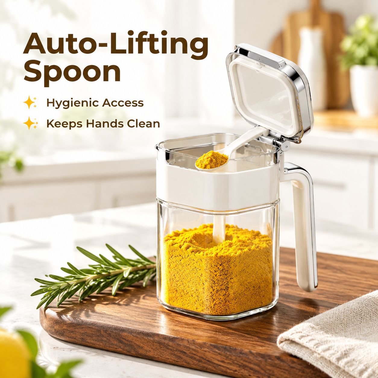 Airtight Moisture-Proof Glass Seasoning Jar and Salt Box for Kitchen Condiments