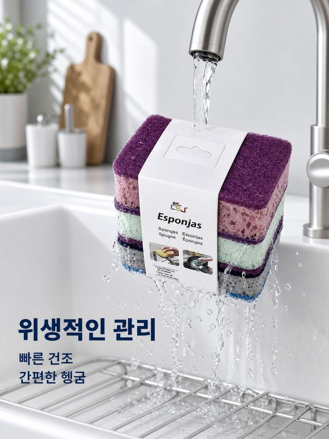 고급스러운 컬러 수세미 스펀지 브러시