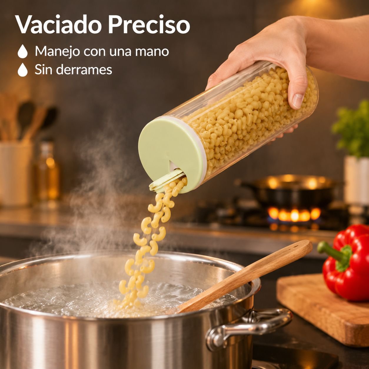 Contenedor Hermético Para Pasta Y Granos Organizador De Cocina